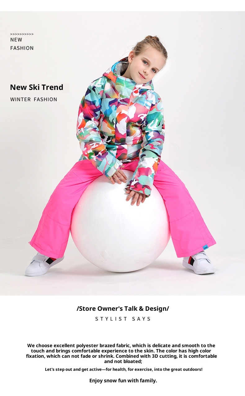 001 Gsousnow Children's With Straps Boys And Girls Windproof Waterproof Warm Snowboard Pants Ski Suit_voghion.com