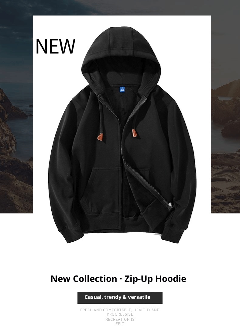 Ragazzo Primavera Autunno Inverno Tinta Unita Cerniera Blank Ultra Morbido Cardigan Uomo Top Giacca Sottile Felpa Con Cappuccio All'ingrosso_voghion.com