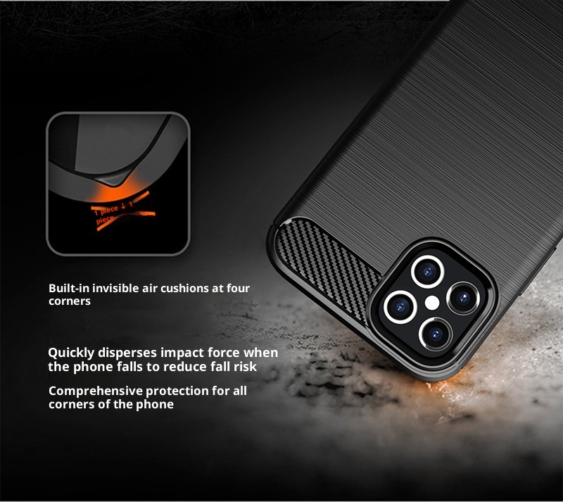 TechGlobe Custodia protettiva antiurto in fibra di carbonio spazzolata per iPhone 12 6.1_voghion.com