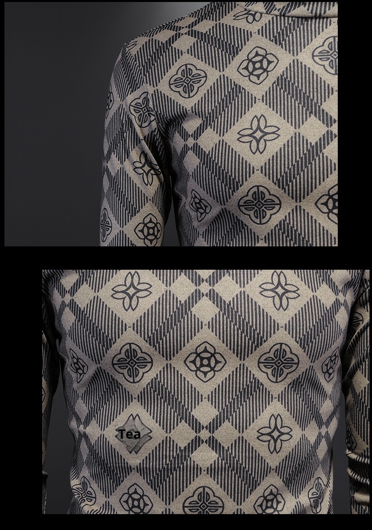 boy Europe Station 2023 Autumn Winter New Men's High Neck Base Shirt Plus Size Printed Casual Korean Style Slim Fit Pullover_voghion.com