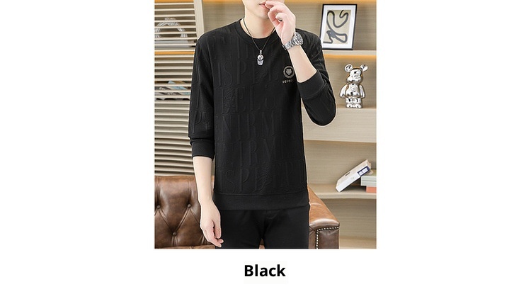 Maglietta a maniche lunghe da uomo primavera e autunno, strato di base, vestibilità ampia, nuovo pullover alla moda di grandi dimensioni_voghion.com