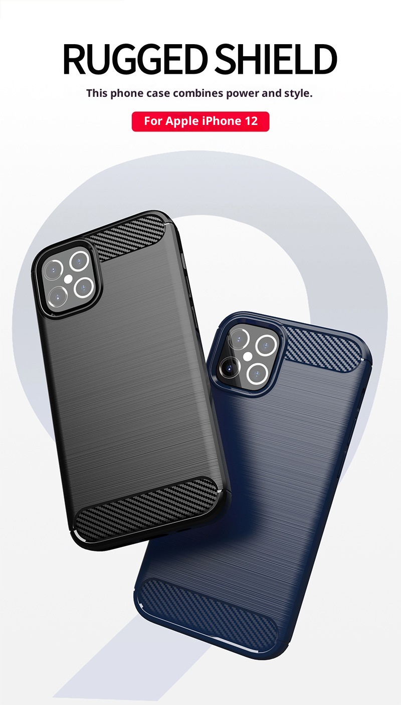 TechGlobe Custodia protettiva antiurto in fibra di carbonio spazzolata per iPhone 12 6.1_voghion.com
