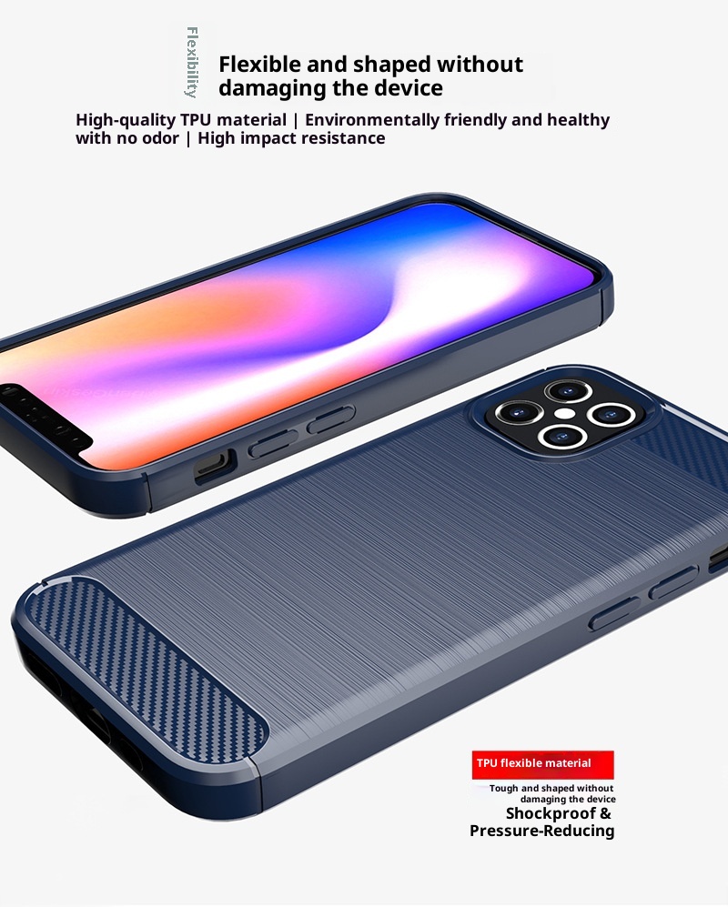 TechGlobe Custodia protettiva antiurto in fibra di carbonio spazzolata per iPhone 12 6.1_voghion.com