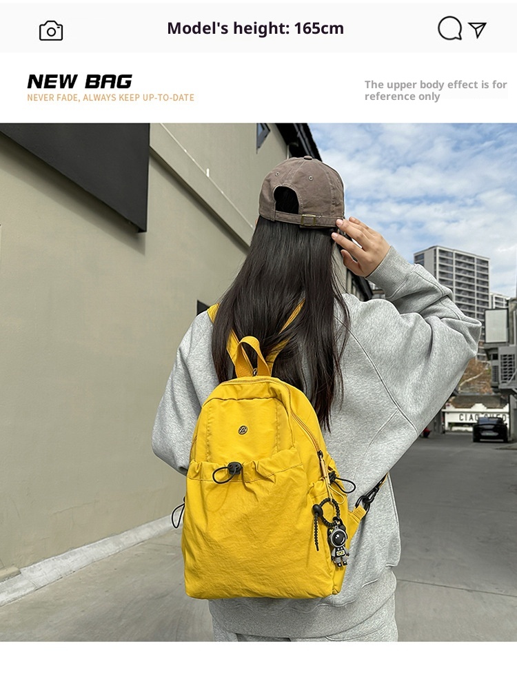 Sac à dos de randonnée ActiveGo style japonais couleur unie pour femme, sac à dos décontracté, sac de sport léger pour courts séjours et excursions._voghion.com