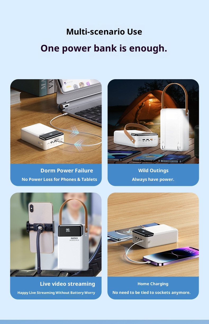 techglobe REMAX 20W+22,5W Powerbank mit integriertem Kabel, Schnellladegerät für Mobiltelefone, 8W große Kapazität_voghion.com