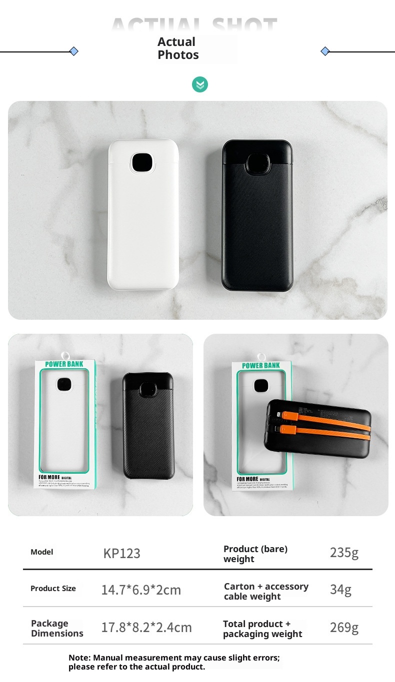 techglobe 3C Certified Cross-Border Self-Cable 22.5W Super Fast Charging Power Bank Lightweight Gift 10000mAh With Printed_voghion.com