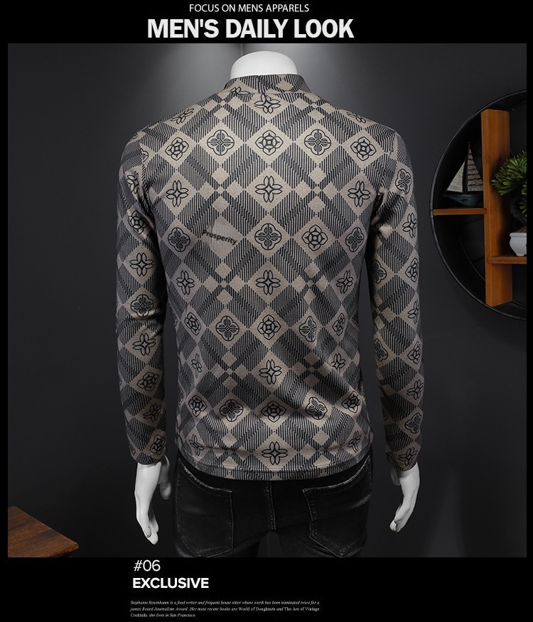 boy Europe Station 2023 Autumn Winter New Men's High Neck Base Shirt Plus Size Printed Casual Korean Style Slim Fit Pullover_voghion.com