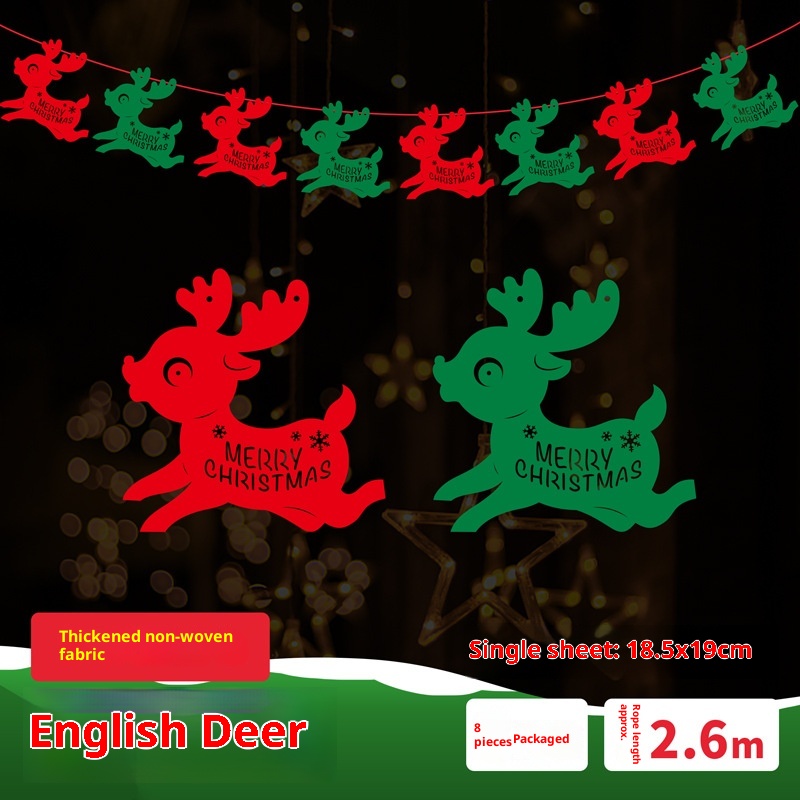 Lillian Decorations Pull Velvet Banner Flag Christmas Stocking Deer Snowflake Hanging Ornament Scene Layout Cross-Border_voghion.com