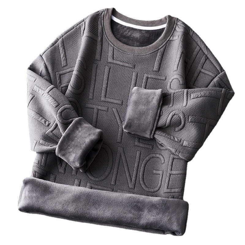 Felpa con cappuccio in pile spesso e caldo, girocollo, primavera e autunno, da uomo, a maniche lunghe, alla moda, invernale, strato interno, maglietta di base_voghion.com