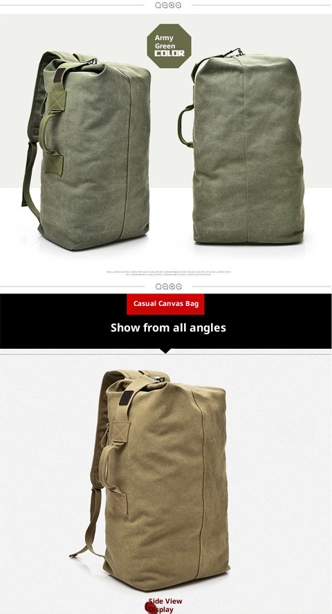 ActiveGo Backpack Double Shoulder Outdoor Travel Ins Super Popular Canvas Bucket Large Capacity Hiking Sports Personality Men's_voghion.com