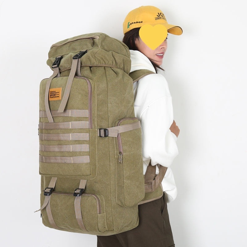 ActiveGo 70L Outdoor-Rucksack für Herren, ideal für Bergsteigen, Camping und Reisen – ein geräumiger Canvas-Reiserucksack im Retro-Stil._voghion.com