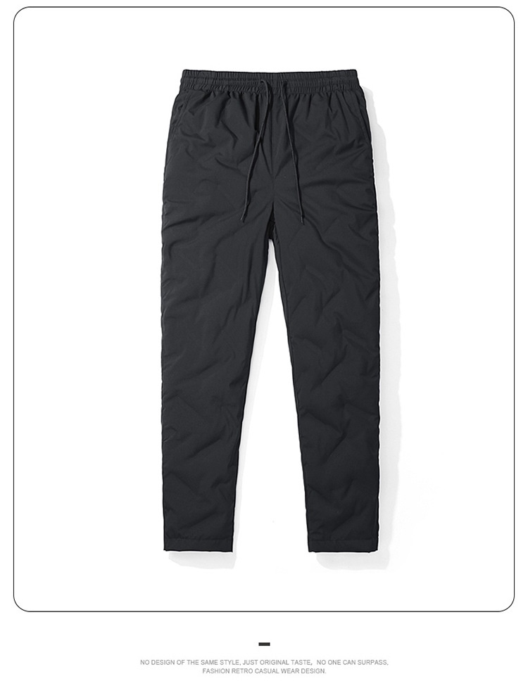 001 Outdoor Softshell Men Winter Fleece Lined Thickened Ski Warm 90% White Duck Down Travel Hiking Long Pants_voghion.com