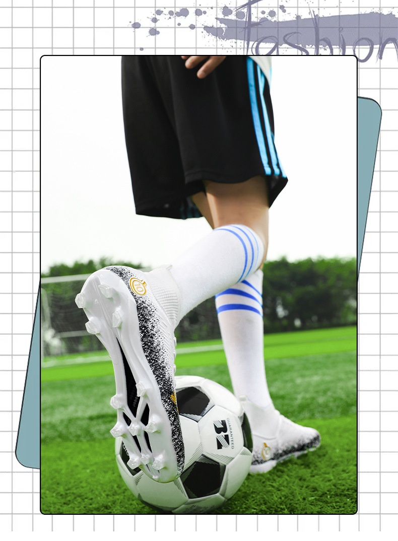 Chaussures montantes ShoeGlobe Cross-Border grandes tailles, crampons longs cassés, pour le football et l'entraînement sur gazon synthétique, antidérapantes._voghion.com