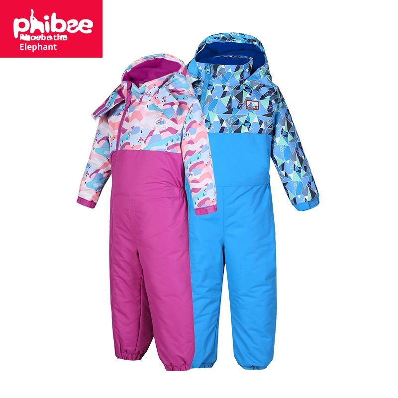001 E-commerce transfrontaliero Phibee Baby Elephant Tuta da sci per bambini Giacca calda Pantaloni Un pezzo Dropshipping_voghion.com
