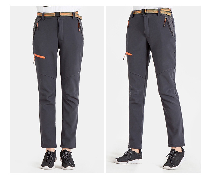 001 Factory Direct Outdoor Softshell Men Windproof Waterproof Hiking Thickened Ski Soft Shell Fleece Pants Women_voghion.com