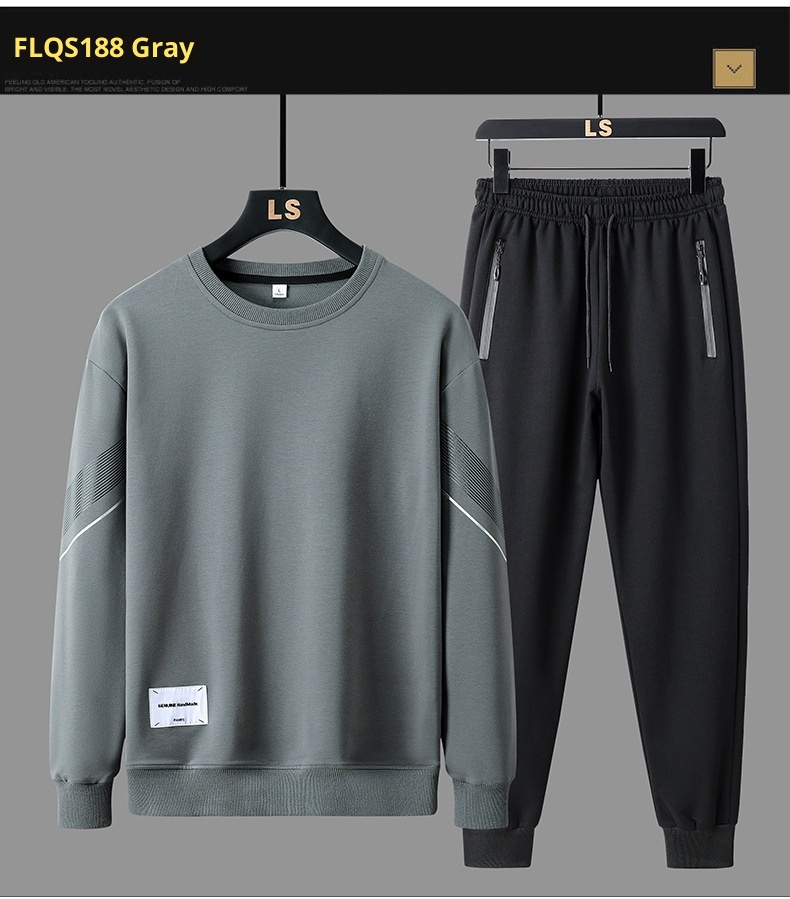 001 Trendiges Winter-Zweiteiler-Set, lässiger Sportanzug für Frühling und Herbst, Herren-Sweatshirt mit Rundhalsausschnitt_voghion.com