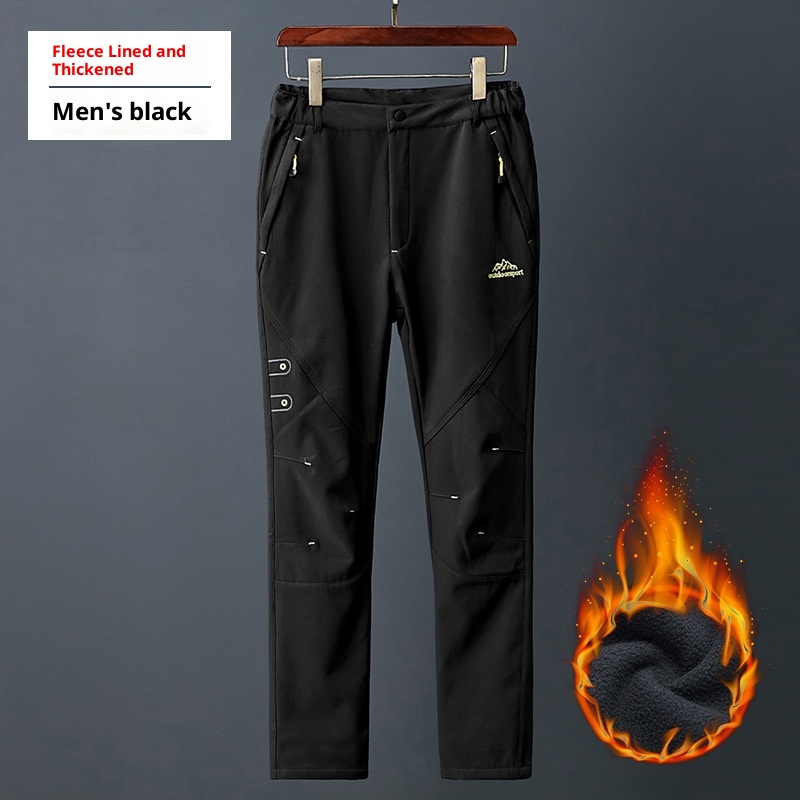 001 Zimowe spodnie sportowe typu softshell do uprawiania sportów na świeżym powietrzu dla mężczyzn i kobiet, wiatroszczelne, ciepłe spodnie turystyczne, styl dla par, podszyte polarem i pogrubione_voghion.com