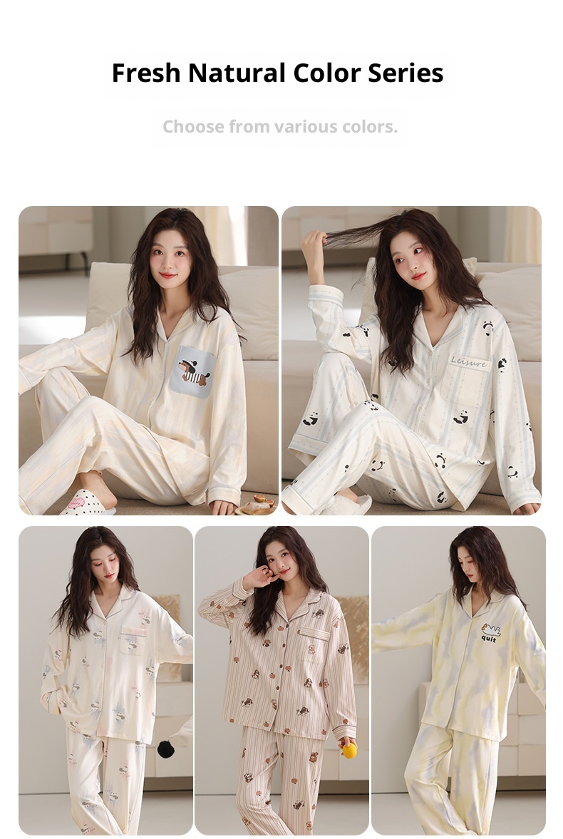 ChicShe Damenpyjama aus 100 % Baumwolle, Frühjahr/Herbst 2025, neues Set mit lockeren Ärmeln und langer Hose, ideal für Freizeit und Outdoor-Aktivitäten._voghion.com