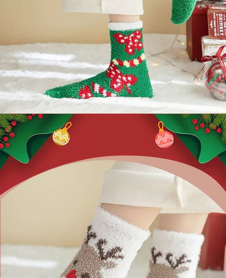 Chaussettes mi-mollet en polaire corail Lillian Gift pour hommes et femmes, idéales pour Noël, l'automne et l'hiver, pour couples, avec le zodiaque rouge, portées toute l'année._voghion.com