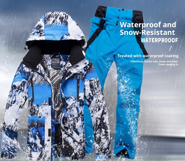 001 Completo caldo da uomo, imbottito, impermeabile, traspirante, resistente all'usura, singolo e doppio strato, stile coreano, sci per coppia_voghion.com