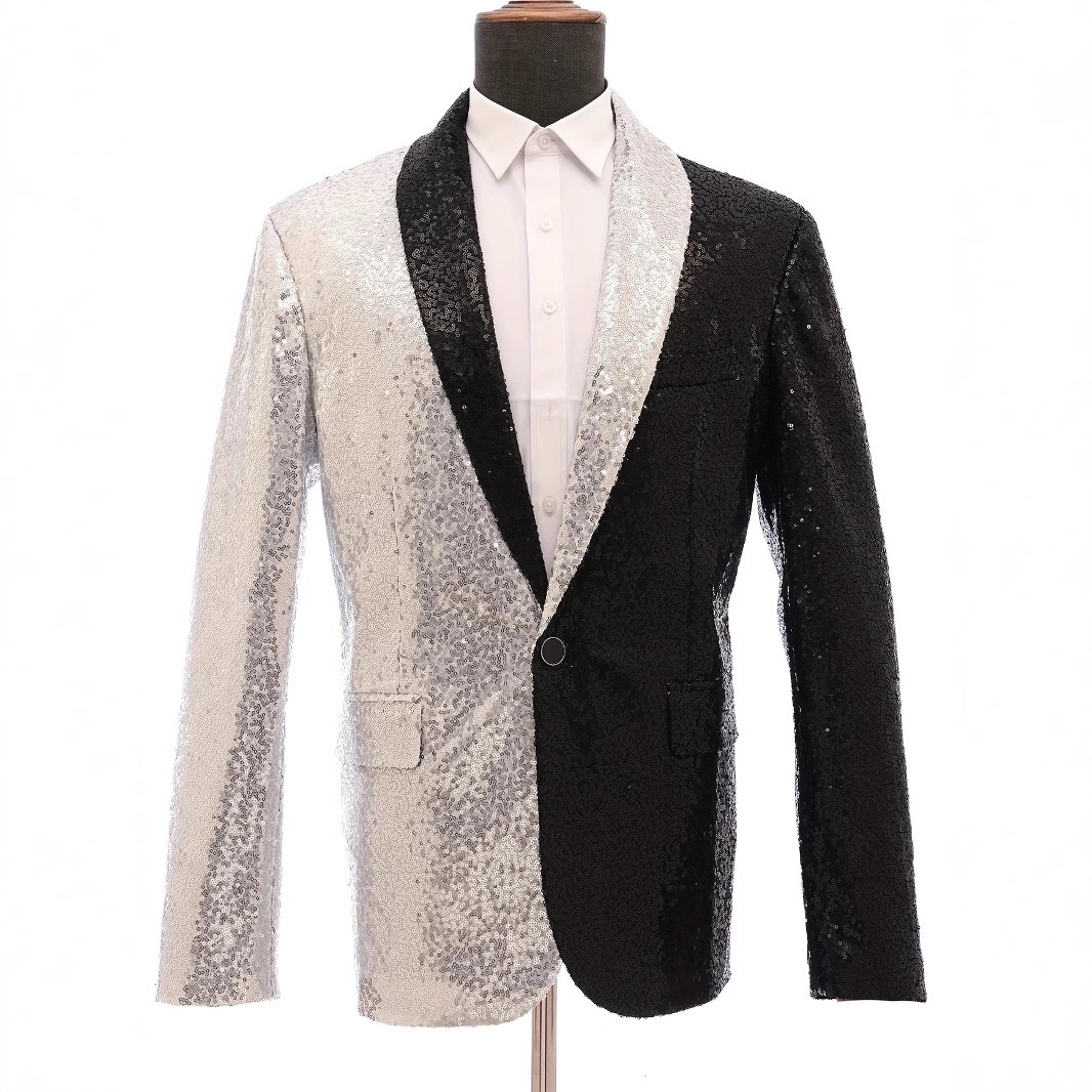 boy Boy European And American Performance Dress Reversible Gold Sequin Korean Suit Nightclub Men's Wear Host Emcee Studio Jacket_voghion.com