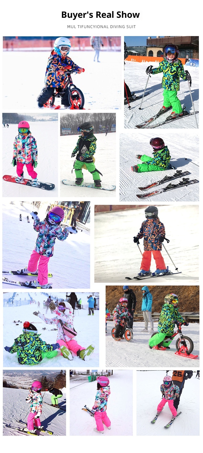 001 Gsousnow Children's With Straps Boys And Girls Windproof Waterproof Warm Snowboard Pants Ski Suit_voghion.com