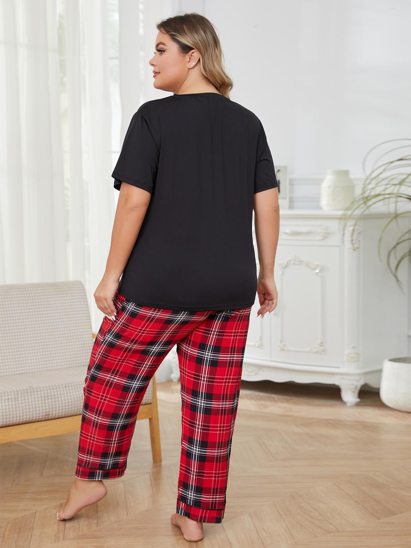 ChicShe Cross-Border European American Plus Size Women's Pajamas Spring And Autumn Fat MM Homewear Set Wearable Outside_voghion.com