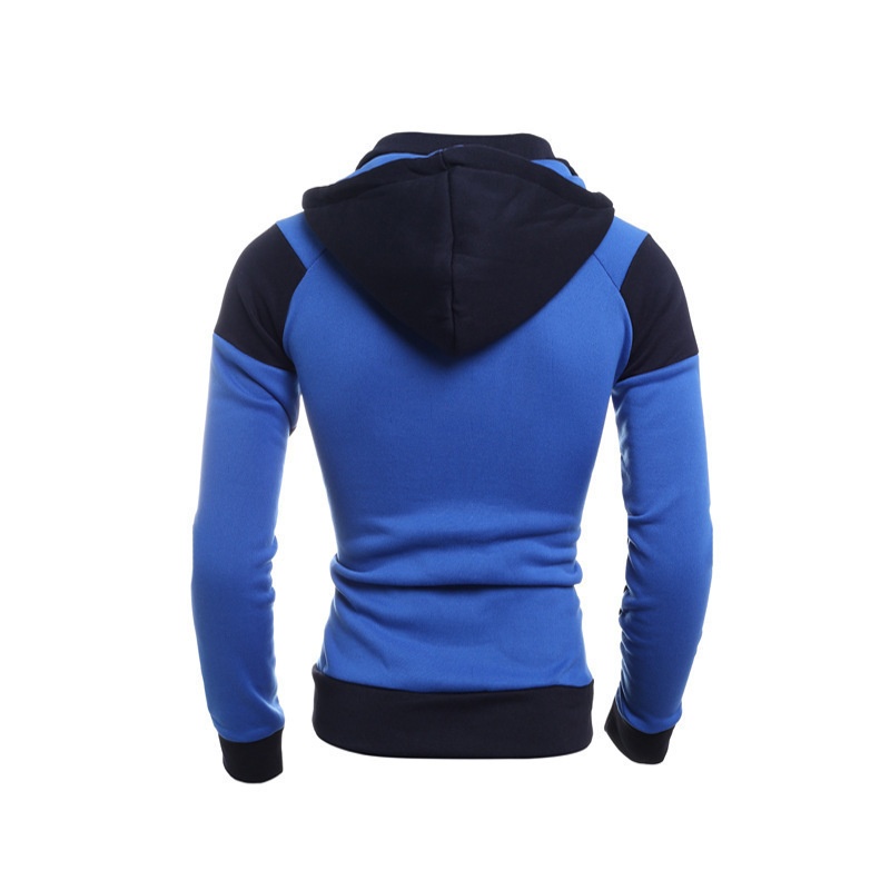 boy New Men's Personalized Color Block Double-layer Zipper Hoodie Autumn Winter Fleece Casual Sports Cardigan_voghion.com