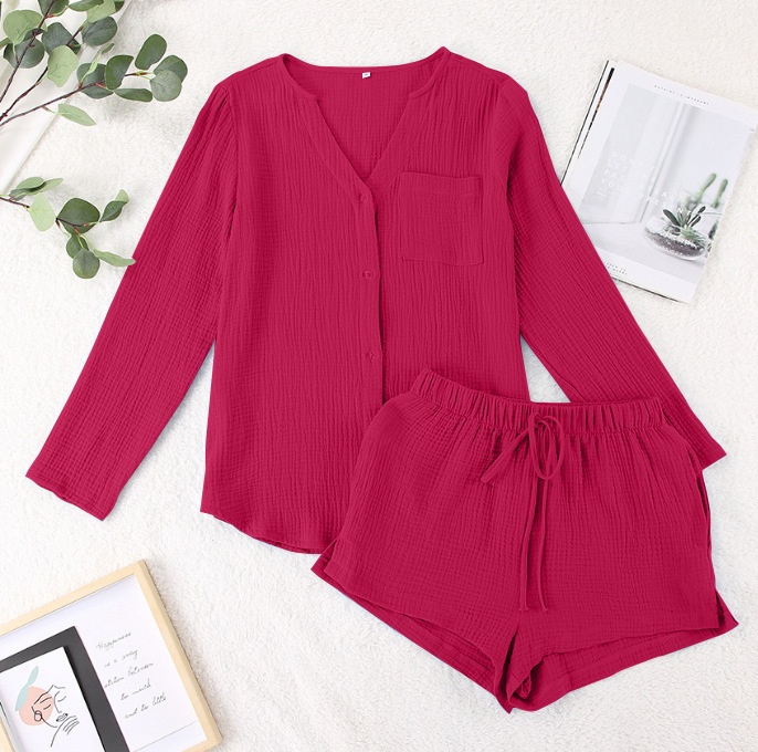 ChicShe Style, 2024 European And American Style Summer, Women's Summer Pajamas Pure Cotton Gauze_voghion.com