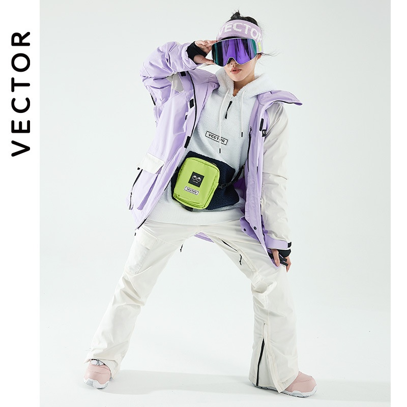001 VECTOR Snowboarding Suit Set For Men Women, Reflective Trendy Warm Windproof Waterproof Breathable Ski Jacket And Pants_voghion.com