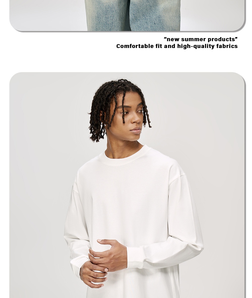 boy Vintage Pure Cotton Style Long Sleeve T-Shirt For Men 260 Trendy Brand Crew Neck Sweatshirt Fit 260g European And_voghion.com