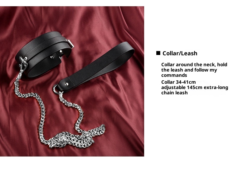 LuvBox LoveRing Love Ring Sexy Collar Leash PU Leather Neck Sleeve Female Slave Flirting Bondage Supplies Adult Toys_voghion.com