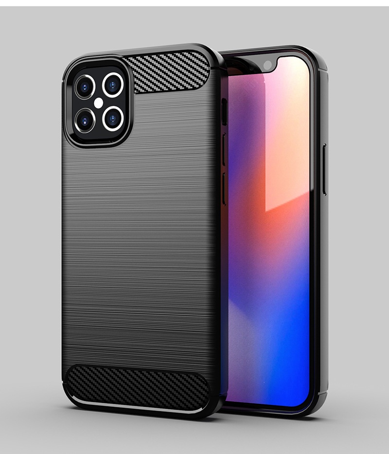 TechGlobe Custodia protettiva antiurto in fibra di carbonio spazzolata per iPhone 12 6.1_voghion.com