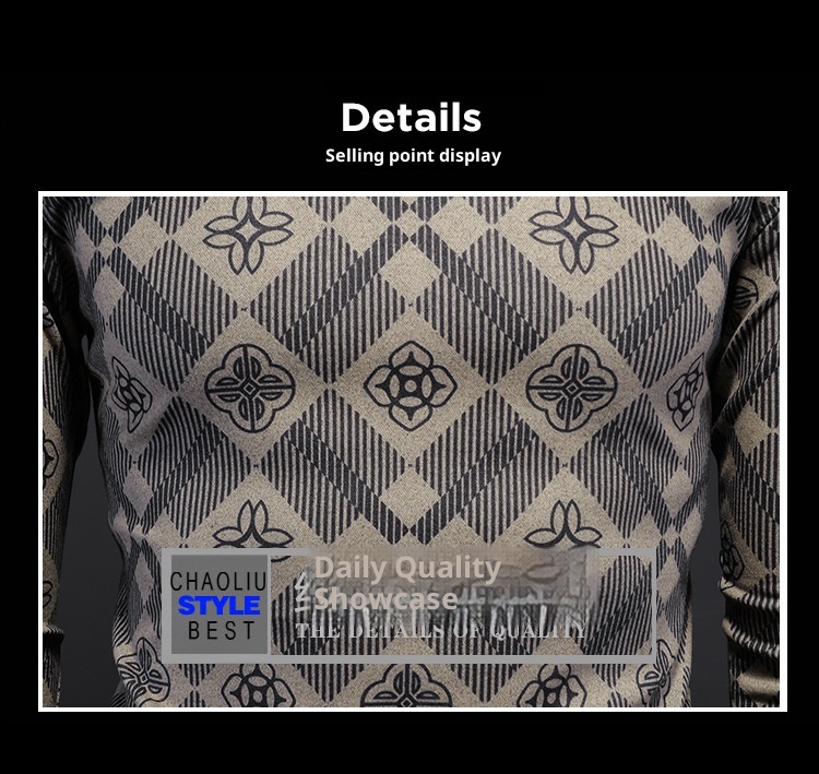 boy Europe Station 2023 Autumn Winter New Men's High Neck Base Shirt Plus Size Printed Casual Korean Style Slim Fit Pullover_voghion.com