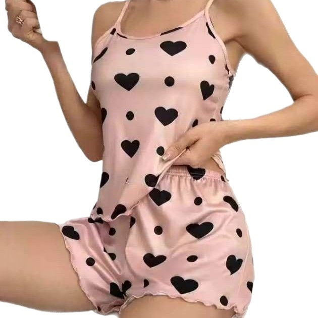 ChicShe European And American Cross-Border Camisole Shorts Plus Large Size Fat Lady Pajamas Homewear Set Casual Loose_voghion.com