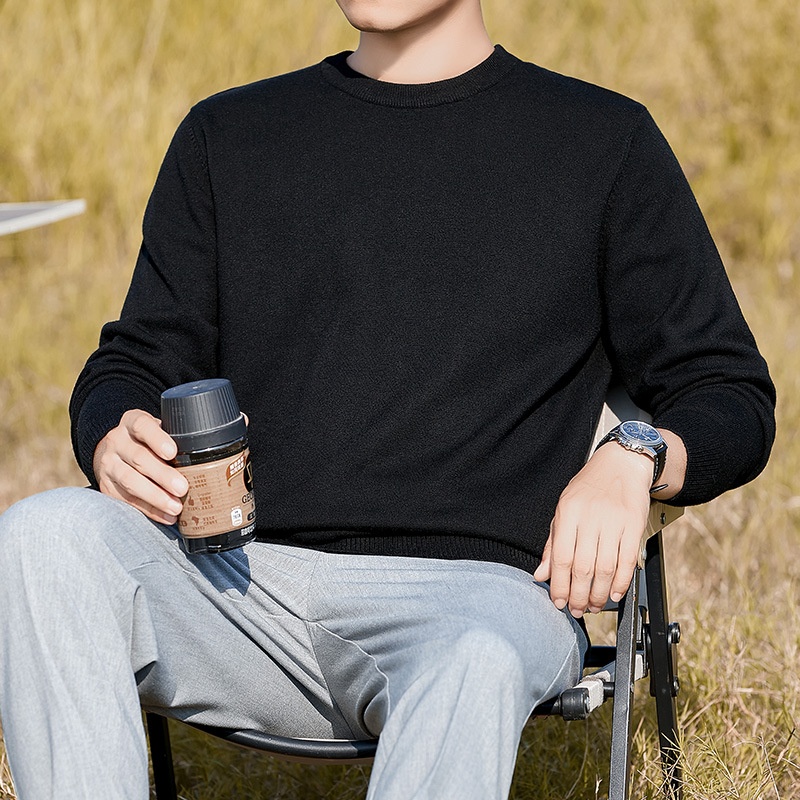 boy 2025 Autumn Winter New Half Turtleneck Sweater Men's Inner Layer Slim Fit Lake Blue Base Knitted Pullover Top_voghion.com