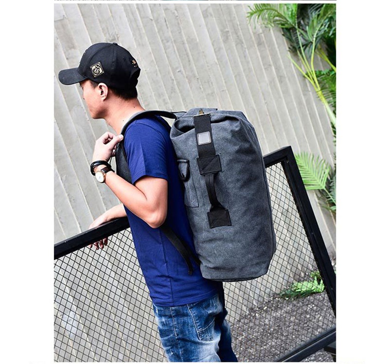 Sac à dos ActiveGo Canvas pour homme, sac seau de voyage et de sport en extérieur, grande capacité, idéal pour la randonnée et le sport._voghion.com