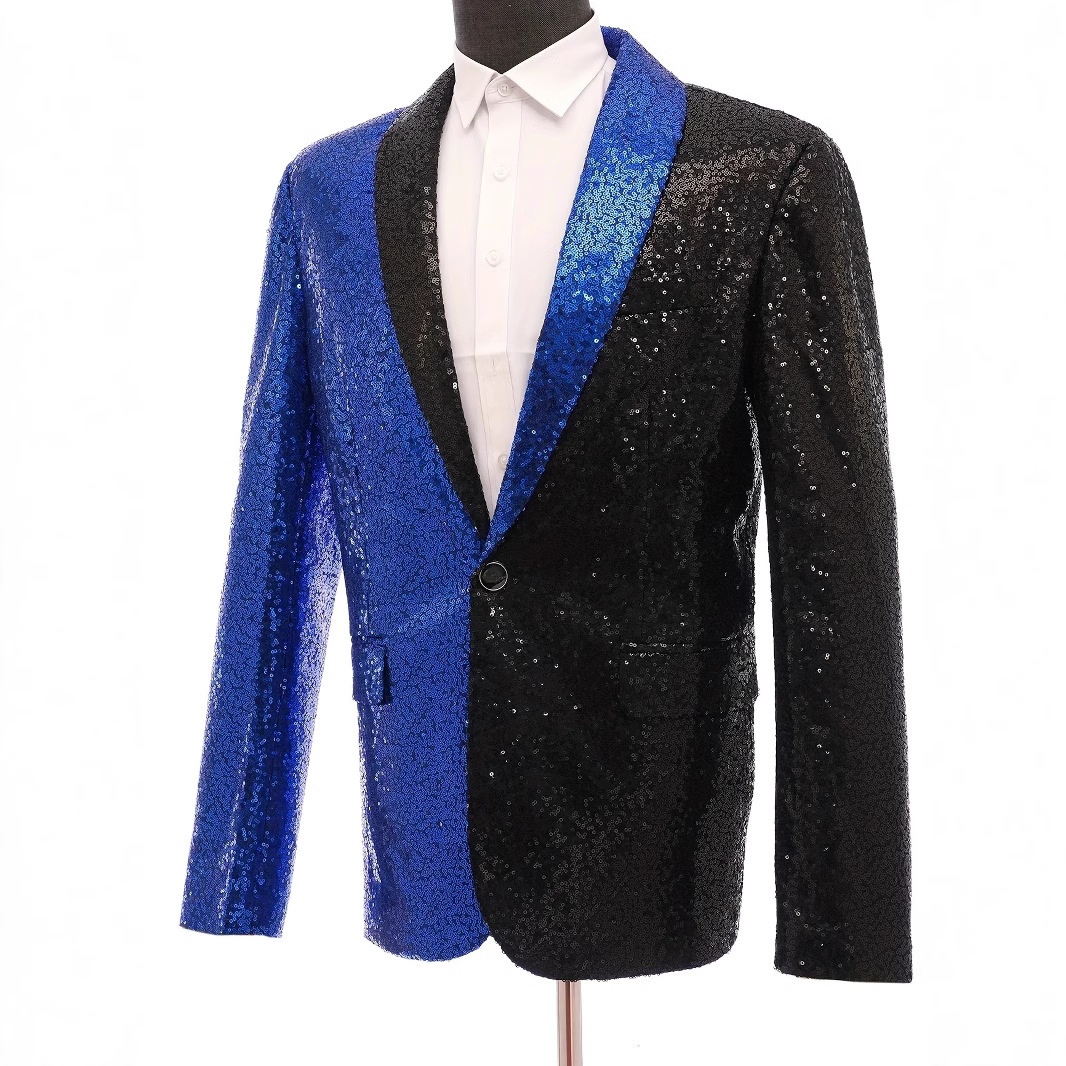 boy Boy European And American Performance Dress Reversible Gold Sequin Korean Suit Nightclub Men's Wear Host Emcee Studio Jacket_voghion.com