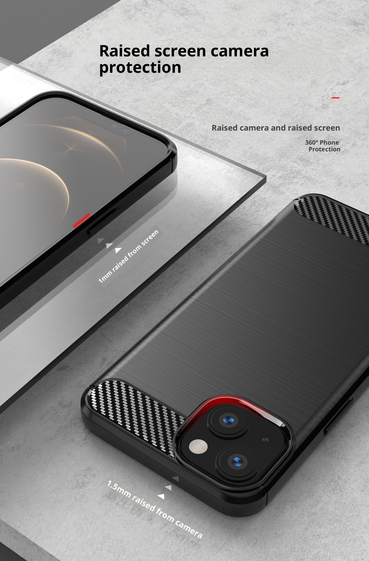 Funda protectora TechGlobe compatible con iPhone 13 de silicona cepillada de cobertura total, suave y anticaídas._voghion.com