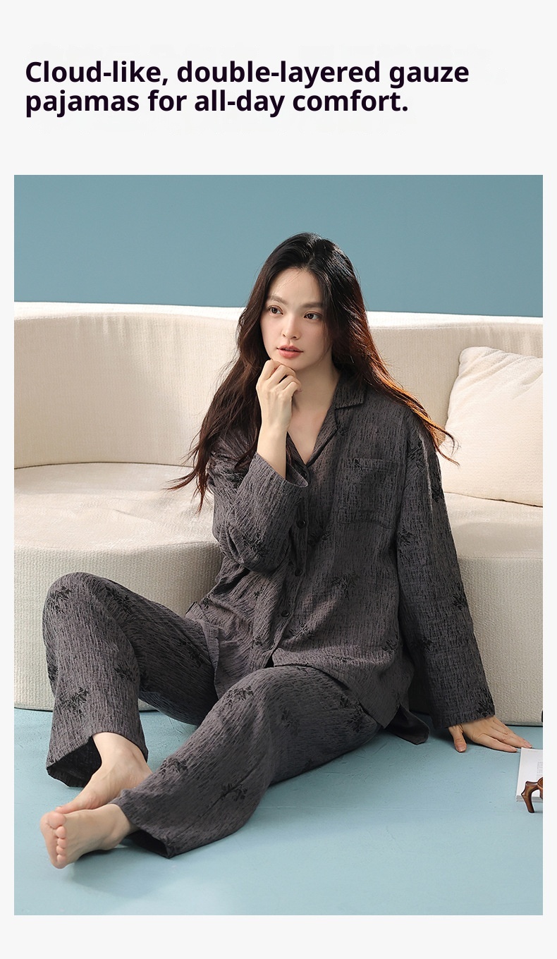 ChicShe Babyweicher, doppellagiger Baumwoll-Langarmpyjama aus reiner Baumwolle (Klasse A) – Damen-Herbst-Set für höchsten Wohnkomfort_voghion.com