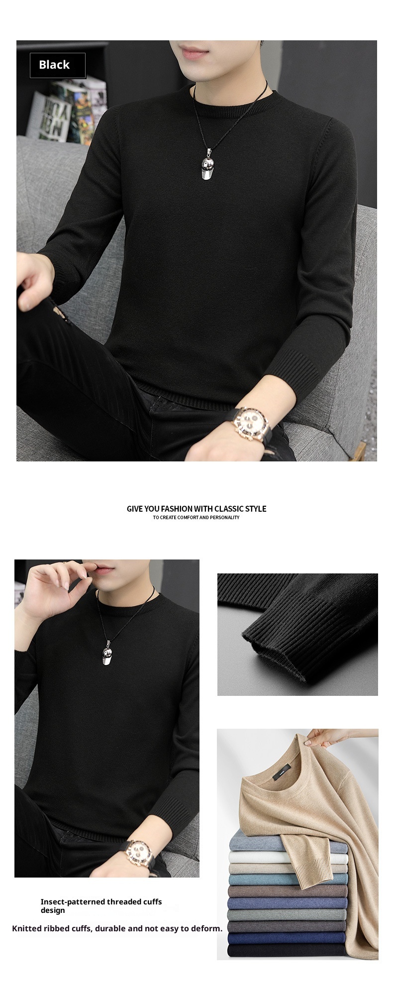 boy 2025 Autumn Winter New Half Turtleneck Sweater Men's Inner Layer Slim Fit Lake Blue Base Knitted Pullover Top_voghion.com