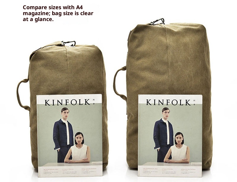 Sac à dos ActiveGo Canvas pour homme, sac seau de voyage et de sport en extérieur, grande capacité, idéal pour la randonnée et le sport._voghion.com