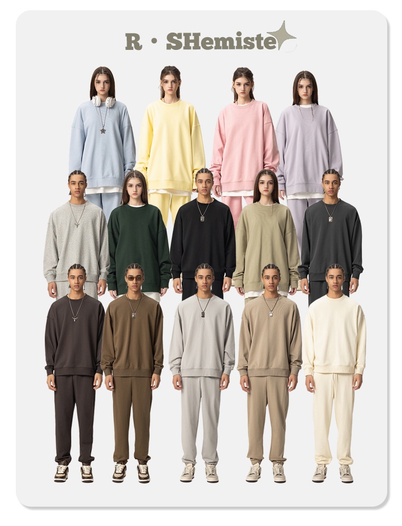 boy RS Men's Clothing|400G Heavy Terry FOG Crew Neck American Style Dopamine Color Couple Sweatshirt_voghion.com