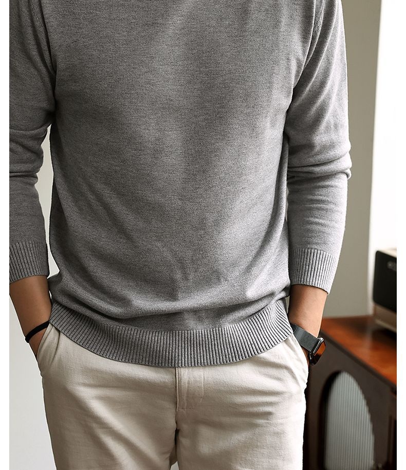 Jungen-Rollkragenpullover für Herren, Herbst/Winter 2025, warmes Innenfutter, mittelhoher Kragen, Langarm, maschinenwaschbar_voghion.com