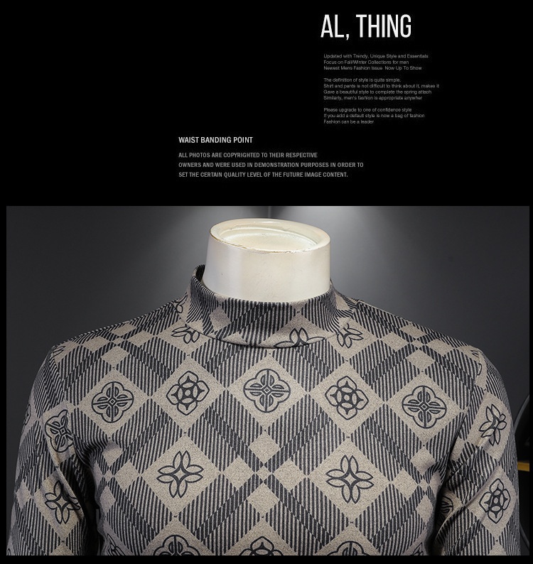 boy Europe Station 2023 Autumn Winter New Men's High Neck Base Shirt Plus Size Printed Casual Korean Style Slim Fit Pullover_voghion.com
