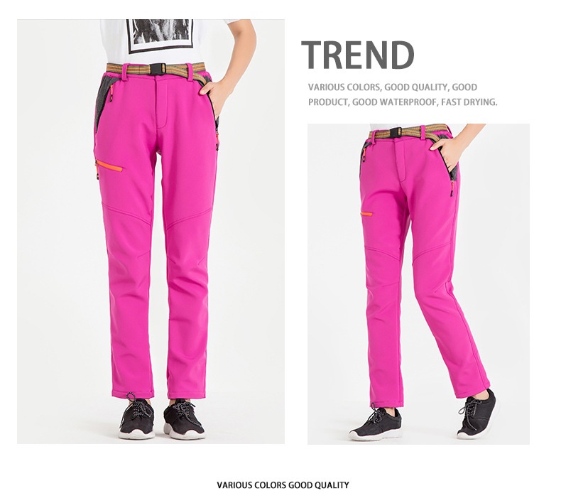 001 Factory Direct Outdoor Softshell Men Windproof Waterproof Hiking Thickened Ski Soft Shell Fleece Pants Women_voghion.com