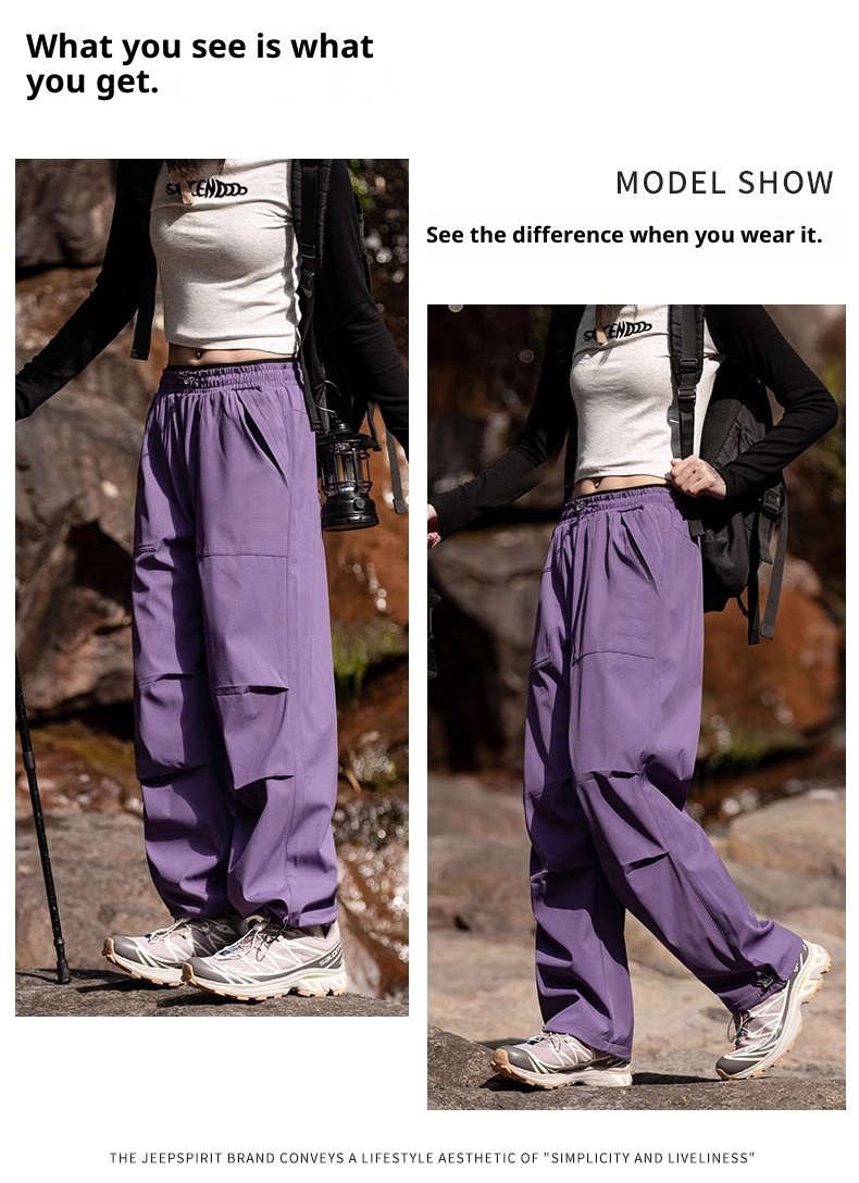 001 Camel HJCAMEL Calça Cargo Softshell Roxa Feminina, Nova Coleção Primavera 2025 para Caminhadas, Esportes ao Ar Livre e Atividades ao Ar Livre, Secagem Rápida_voghion.com