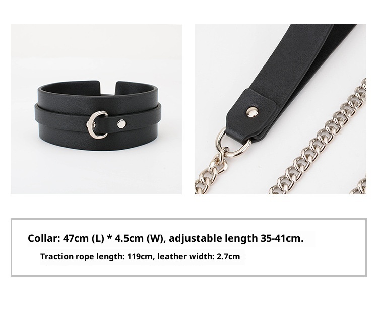 LuvBox LoveRing Love Ring Sexy Collar Leash PU Leather Neck Sleeve Female Slave Flirting Bondage Supplies Adult Toys_voghion.com