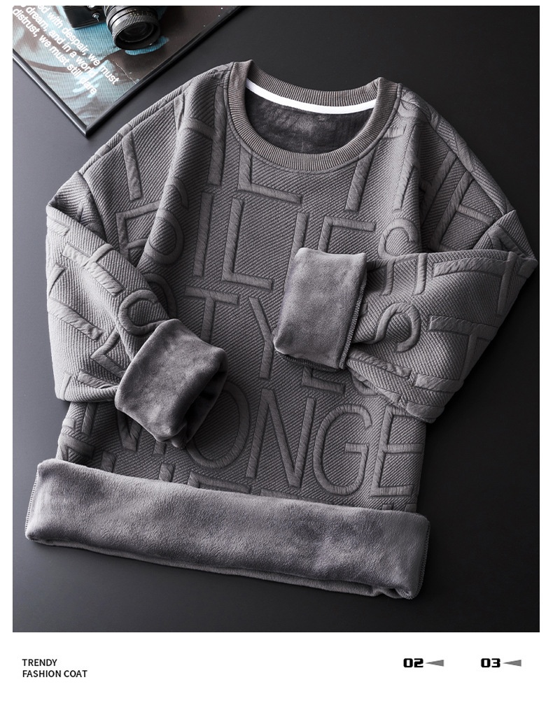 Felpa con cappuccio in pile spesso e caldo, girocollo, primavera e autunno, da uomo, a maniche lunghe, alla moda, invernale, strato interno, maglietta di base_voghion.com