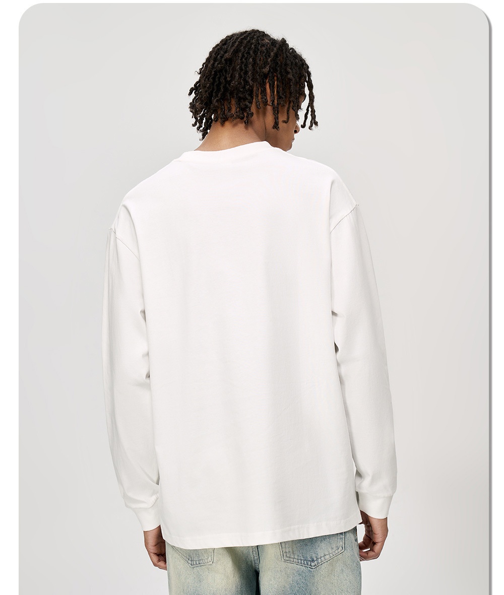 boy Vintage Pure Cotton Style Long Sleeve T-Shirt For Men 260 Trendy Brand Crew Neck Sweatshirt Fit 260g European And_voghion.com